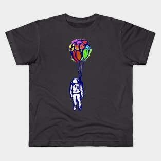 The blue Astronaut and the colourful Balloons Kids T-Shirt